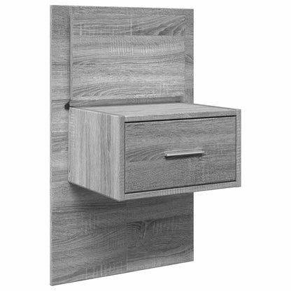 Grey Sonoma Wall-Mounted Bedside Cabinet with LED Lights