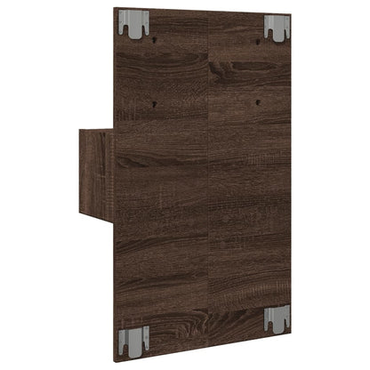 Brown Oak Wall-Mounted Bedside Cabinet with LED Lights