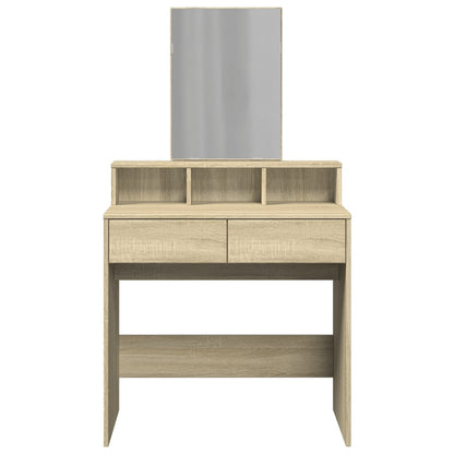Sonoma Oak Dressing Table with Mirror, 80x41x144.5 cm