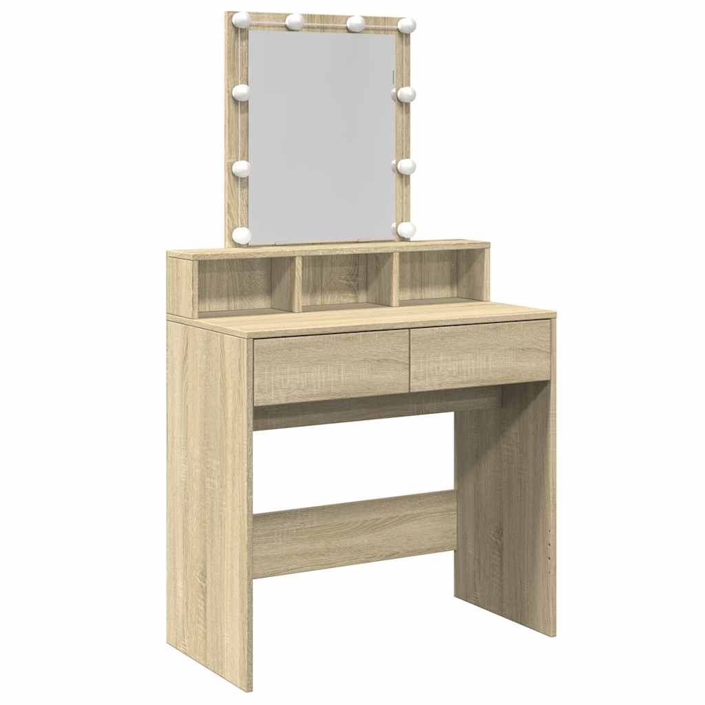 LED Sonoma Oak Dressing Table - 80x41x144.5 cm