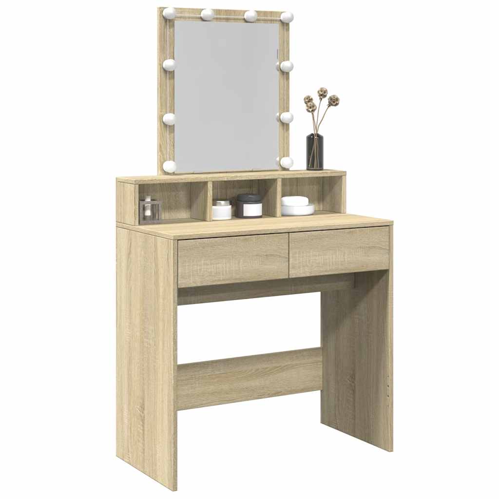 LED Sonoma Oak Dressing Table - 80x41x144.5 cm