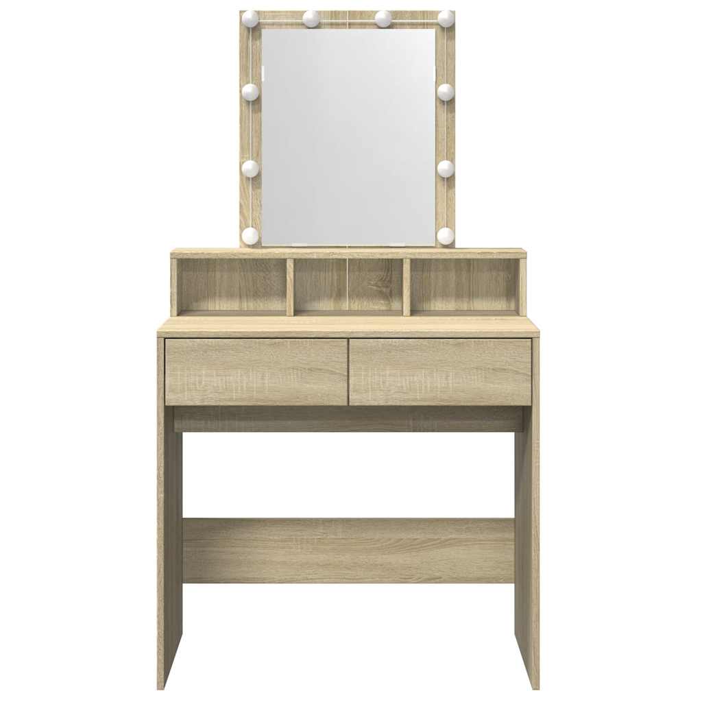 LED Sonoma Oak Dressing Table - 80x41x144.5 cm