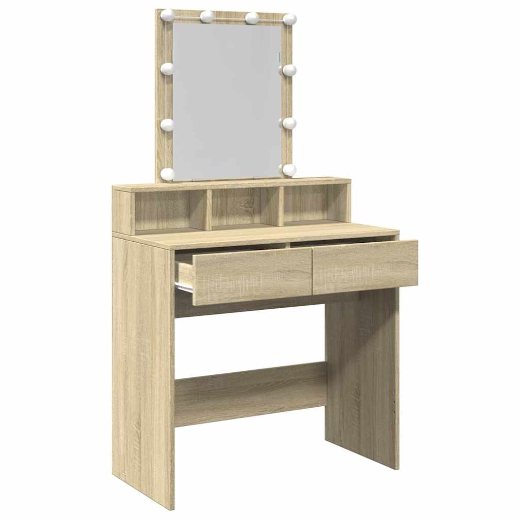 LED Sonoma Oak Dressing Table - 80x41x144.5 cm