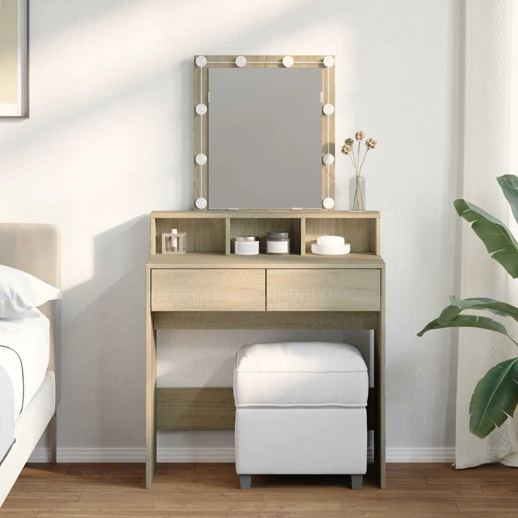 LED Sonoma Oak Dressing Table - 80x41x144.5 cm