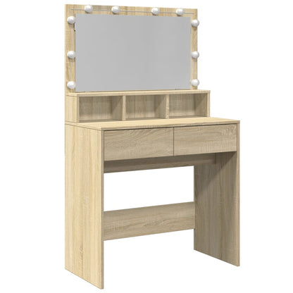 LED Dressing Table, Sonoma Oak, 80x41x134.5 cm - Stylish & Functional