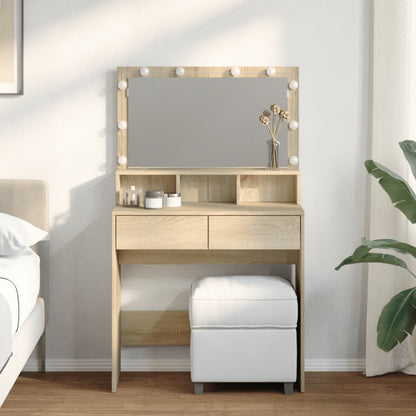 LED Dressing Table, Sonoma Oak, 80x41x134.5 cm - Stylish & Functional