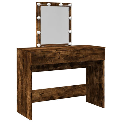 LED Dressing Table, Smoked Oak, 100x40x130 cm, Elegant Design