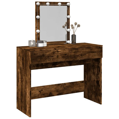 LED Dressing Table, Smoked Oak, 100x40x130 cm, Elegant Design