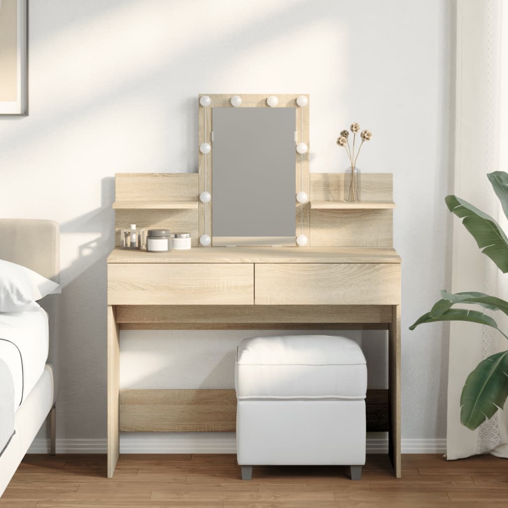 Sonoma Oak LED Dressing Table 100x40x130 cm - Stylish & Functional