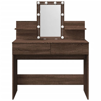 Brown Oak Dressing Table with LED - 100x40x130 cm