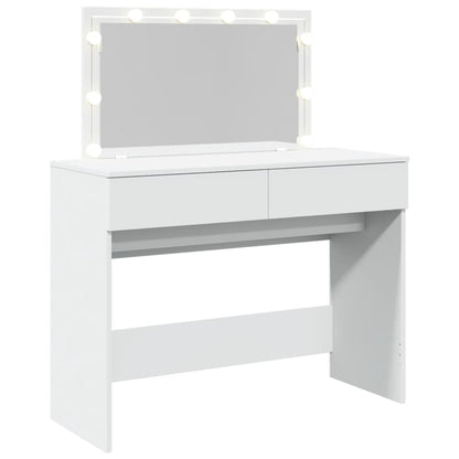 White LED Dressing Table 100x40x120 cm - Sleek & Modern Design