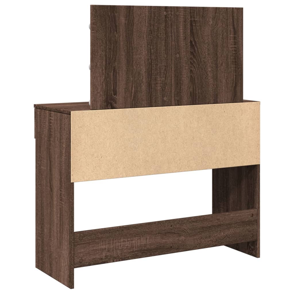 Brown Oak LED Dressing Table - Stylish 100x40x120 cm Vanity