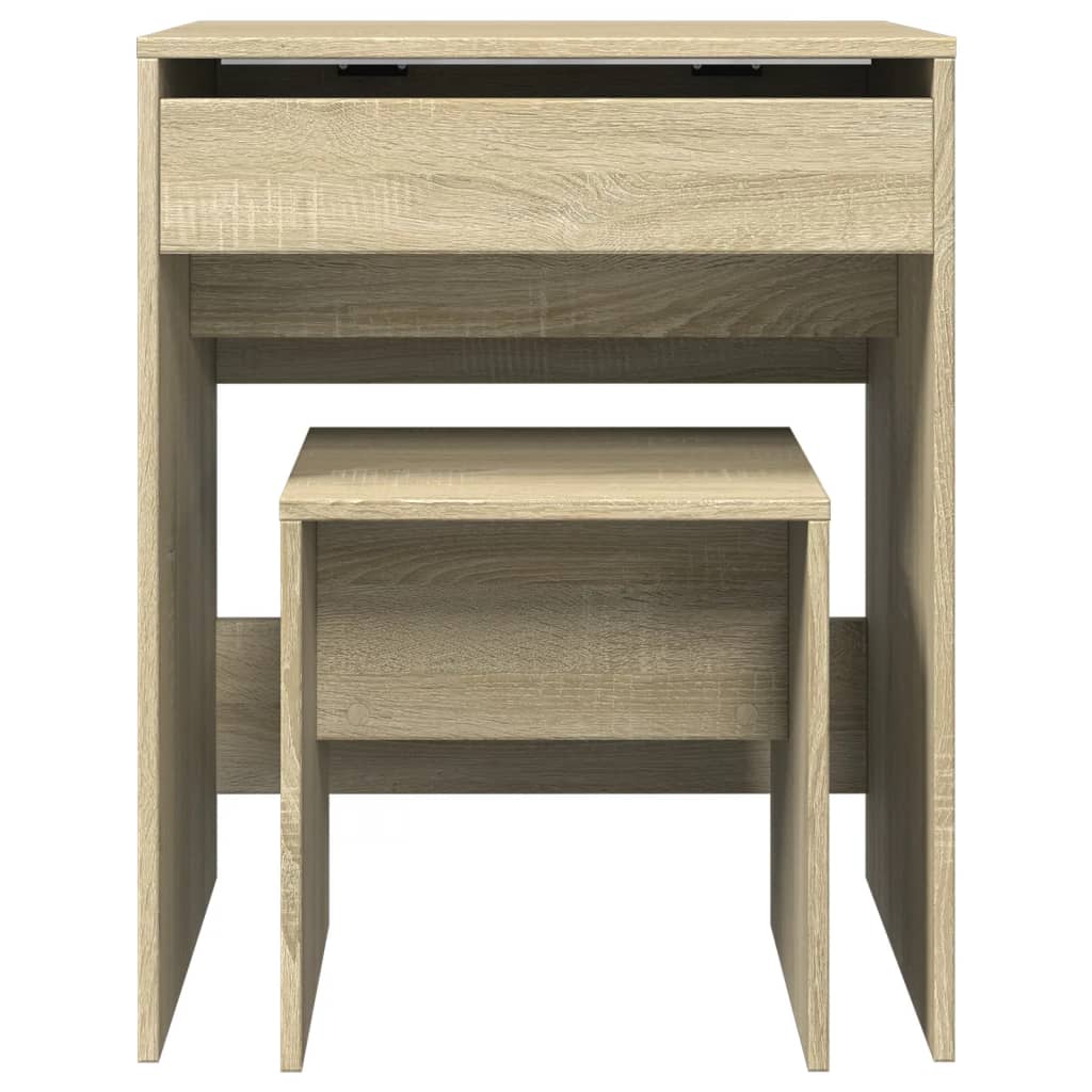 Sonoma Oak Dressing Table & Stool Set - Compact 60x40x113.5 cm