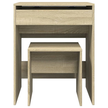 Sonoma Oak Dressing Table & Stool Set - Compact 60x40x113.5 cm