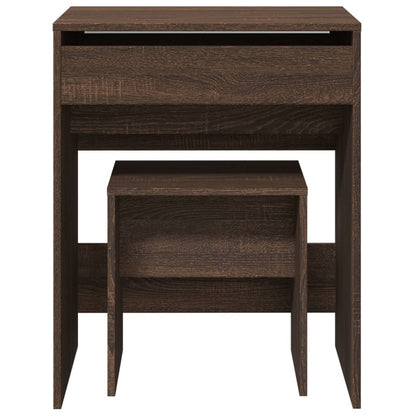 Brown Oak Dressing Table & Stool Set - 60x40x113.5 cm