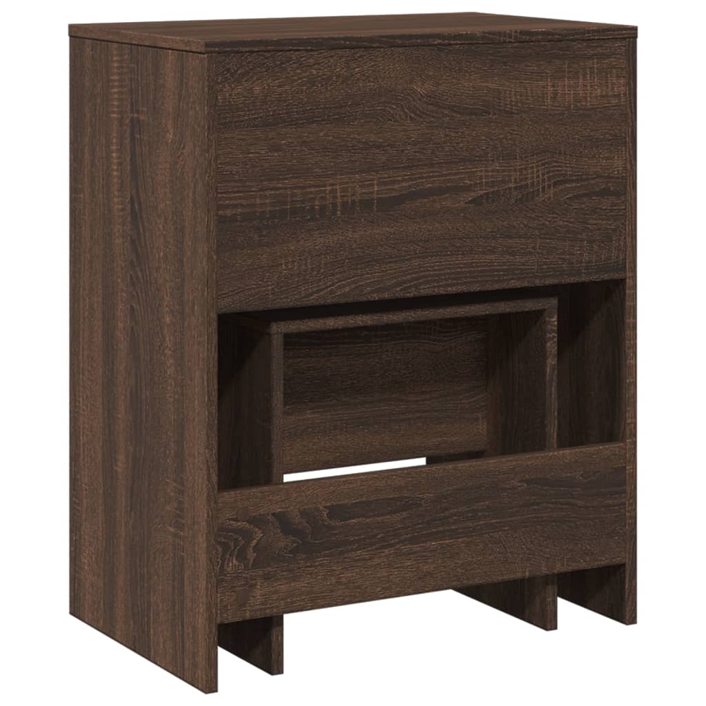 Brown Oak Dressing Table & Stool Set - 60x40x113.5 cm