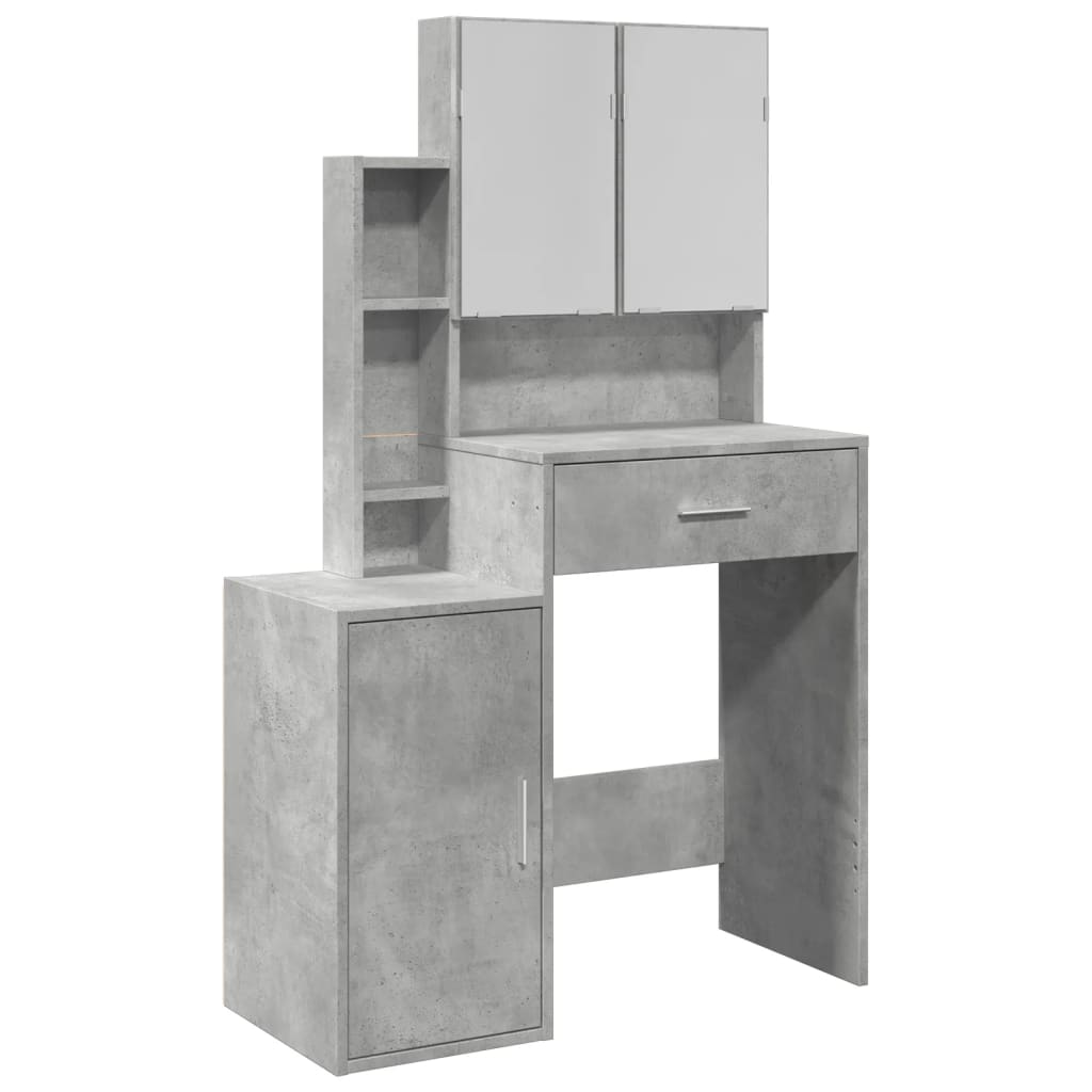 Concrete Grey Dressing Table with Cabinet, 80x35x132 cm