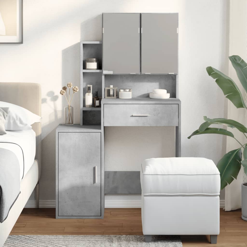 Concrete Grey Dressing Table with Cabinet, 80x35x132 cm