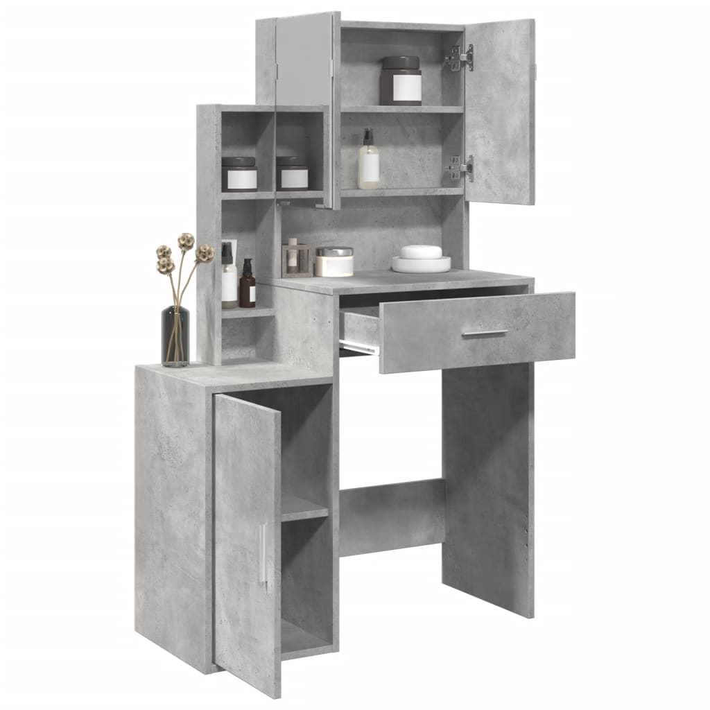 Concrete Grey Dressing Table with Cabinet, 80x35x132 cm