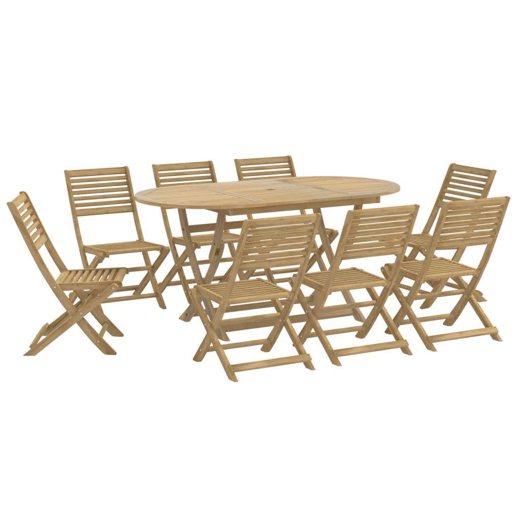 9 Piece Garden Dining Set Solid Wood Acacia