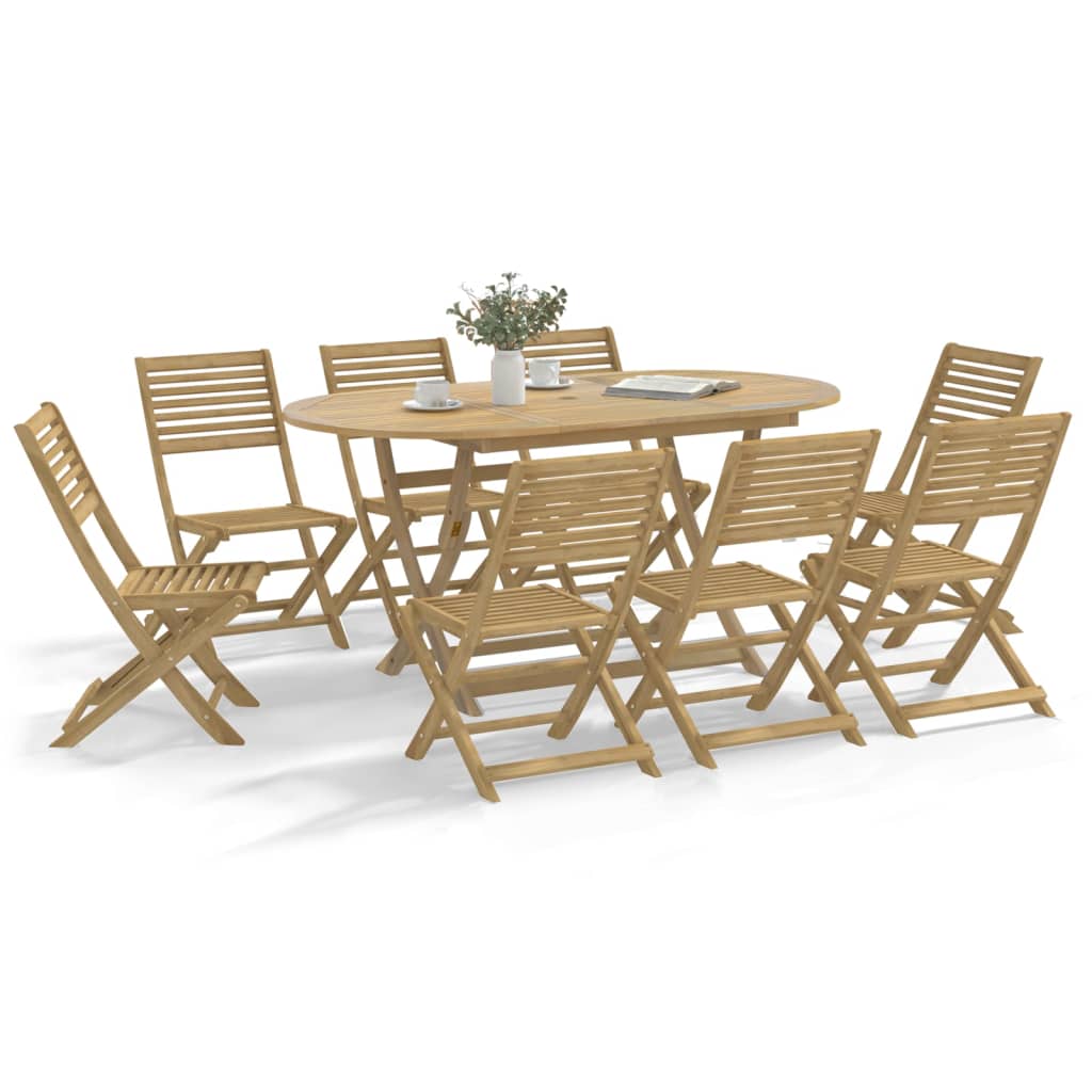 9 Piece Garden Dining Set Solid Wood Acacia