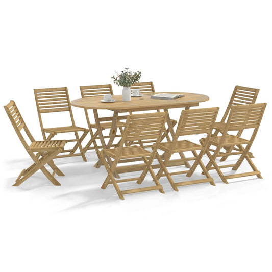 9 Piece Garden Dining Set Solid Wood Acacia