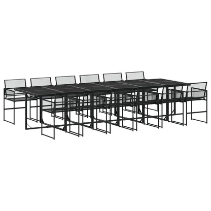 13 Piece Garden Dining Set Black Poly Rattan