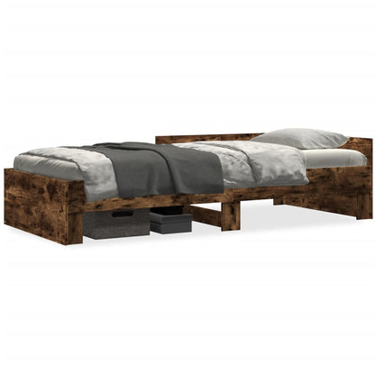 Smoked Oak Bed Frame 100x200 cm - Engineered Wood, No Mattress