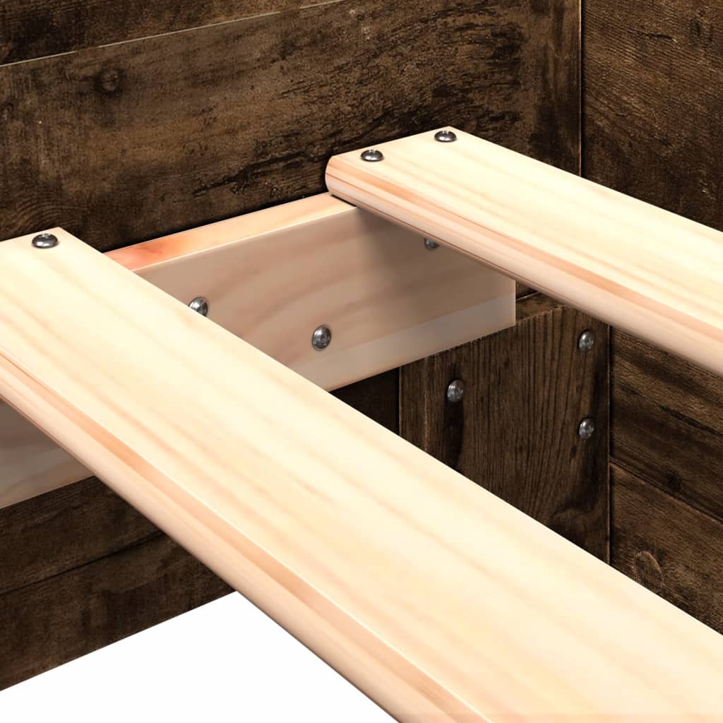 Smoked Oak Bed Frame 100x200 cm - Engineered Wood, No Mattress