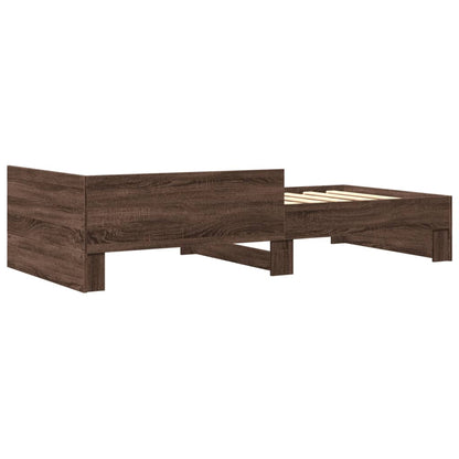 Brown Oak Bed Frame 100x200 cm - Engineered Wood, No Mattress