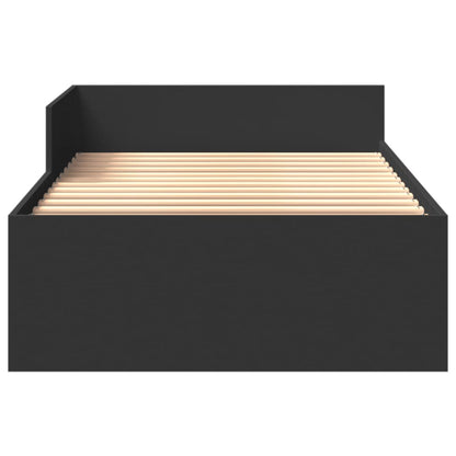 Sleek Black Engineered Wood Bed Frame 90x200 cm - No Mattress