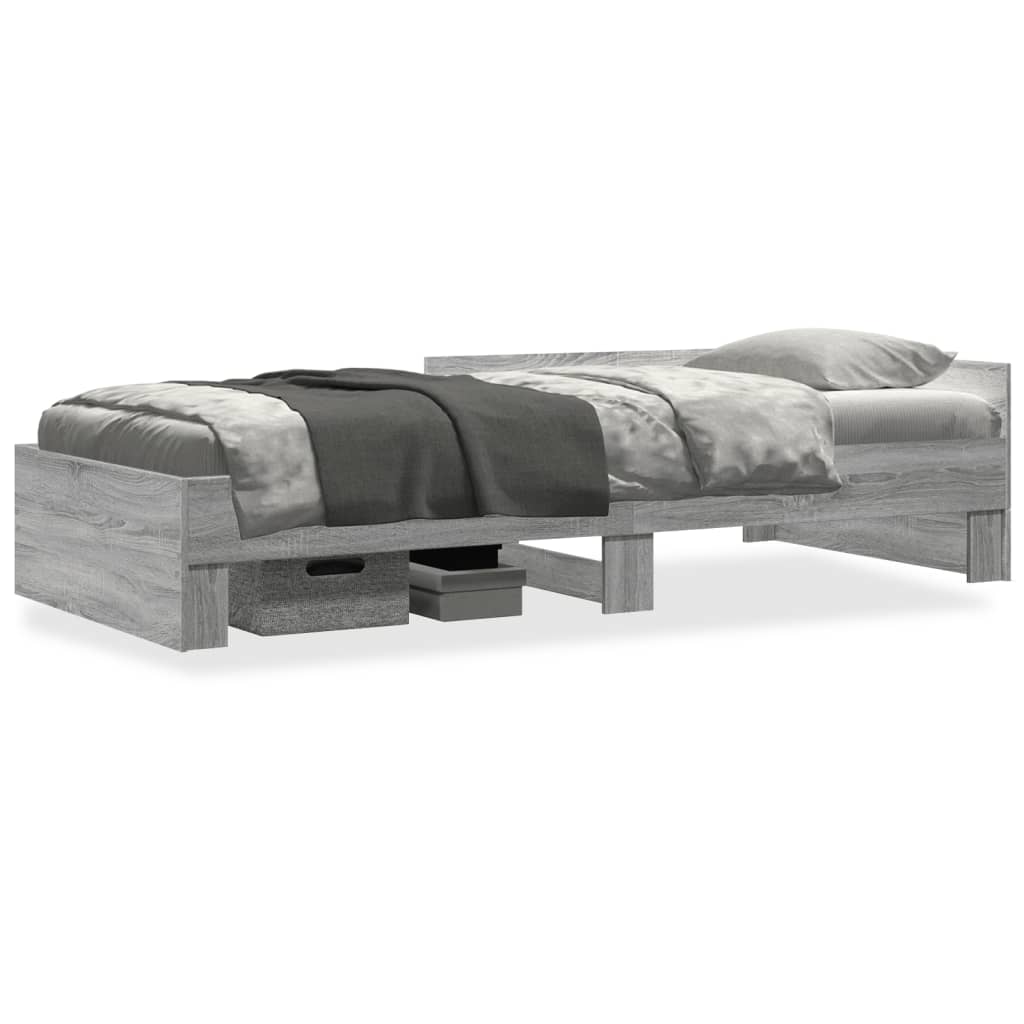 Grey Sonoma Engineered Wood Single Bed Frame 90x190 cm