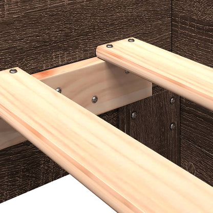 Brown Oak Engineered Wood Bed Frame 75x190 cm - Small Single