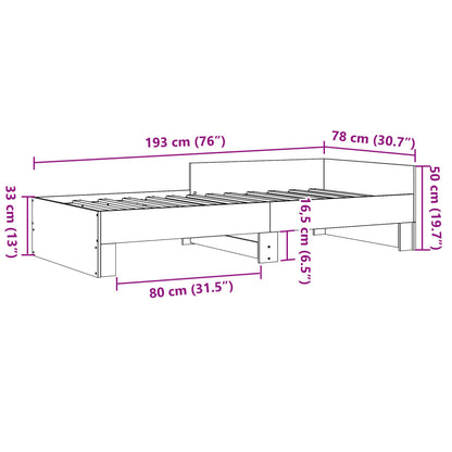 Brown Oak Engineered Wood Bed Frame 75x190 cm - Small Single