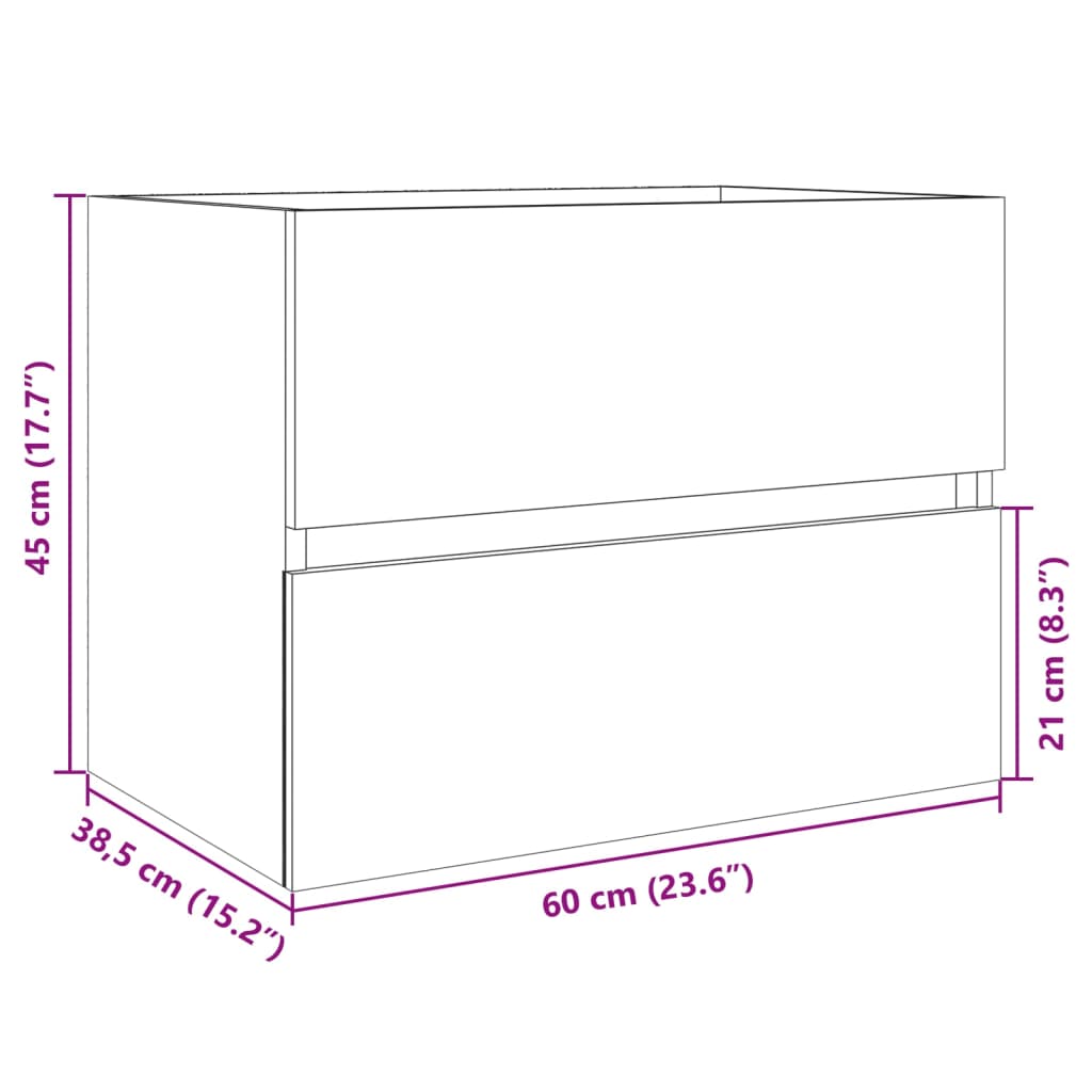 Modern Sonoma Oak Sink Cabinet, Engineered Wood, 60x38.5x45 cm