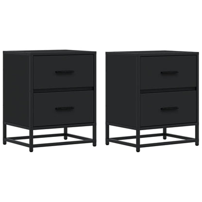 Black Engineered Wood Bedside Cabinets Set, 40x31x50 cm, 2 pcs