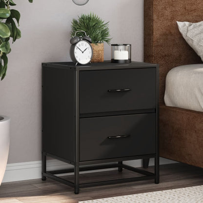 Black Engineered Wood Bedside Cabinets Set, 40x31x50 cm, 2 pcs
