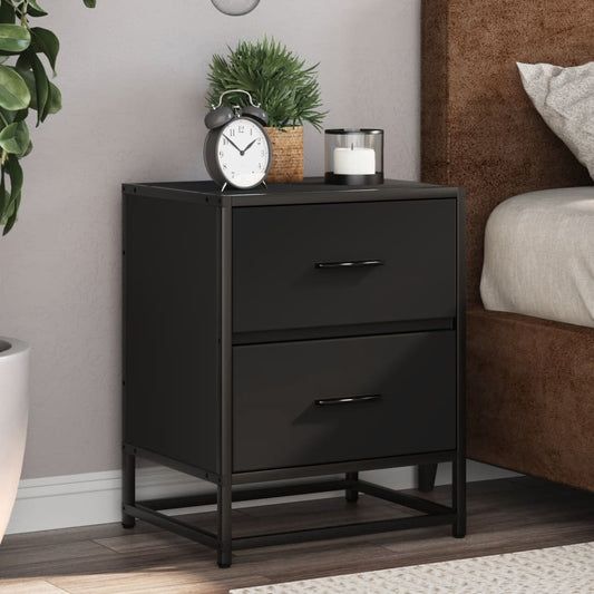 Black Engineered Wood Bedside Cabinets Set, 40x31x50 cm, 2 pcs