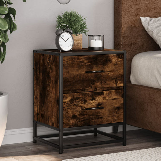 Smoked Oak Bedside Cabinet 40x31x50 cm - Engineered Wood