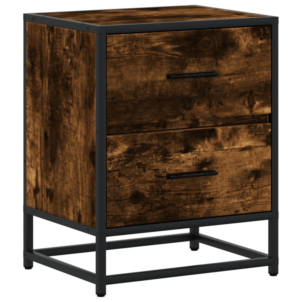 Smoked Oak Bedside Cabinets Set of 2 - 40x31x50 cm Engineered Wood