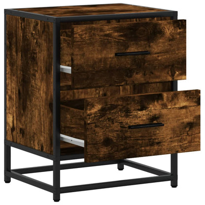 Smoked Oak Bedside Cabinets Set of 2 - 40x31x50 cm Engineered Wood