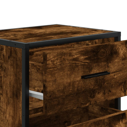 Smoked Oak Bedside Cabinets Set of 2 - 40x31x50 cm Engineered Wood
