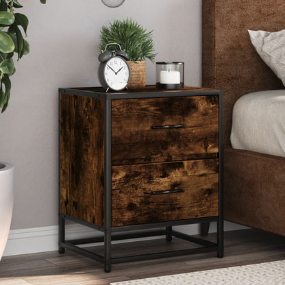 Smoked Oak Bedside Cabinets Set of 2 - 40x31x50 cm Engineered Wood