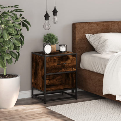 Compact Bedside Cabinet in Smoked Oak - 40x31x50cm, Engineered Wood