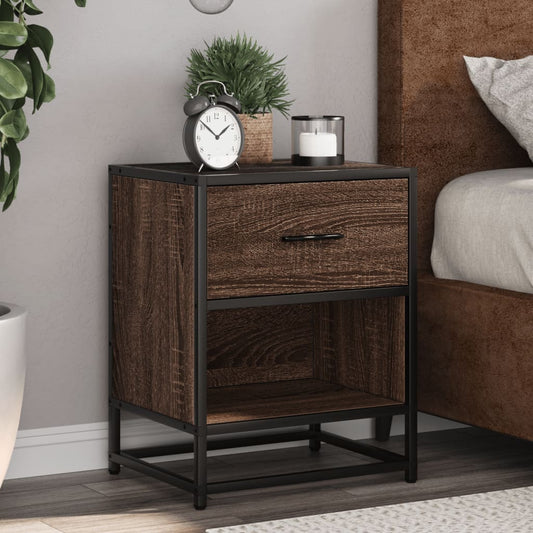 Brown Oak Bedside Cabinets Set of 2 - 40x31x50 cm, Engineered Wood