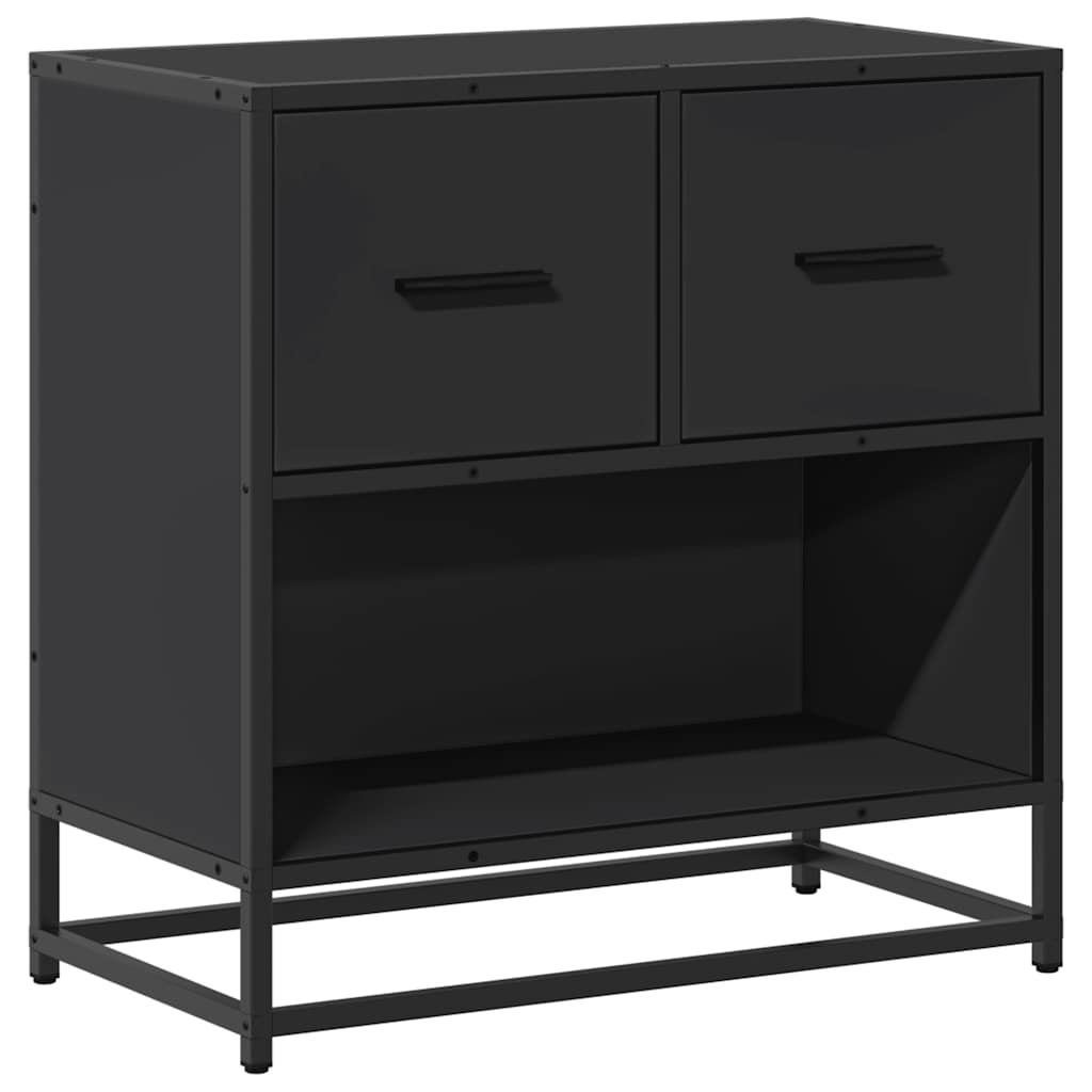 Sleek Black Bedside Cabinet 60x31x60 cm - Engineered Wood & Metal