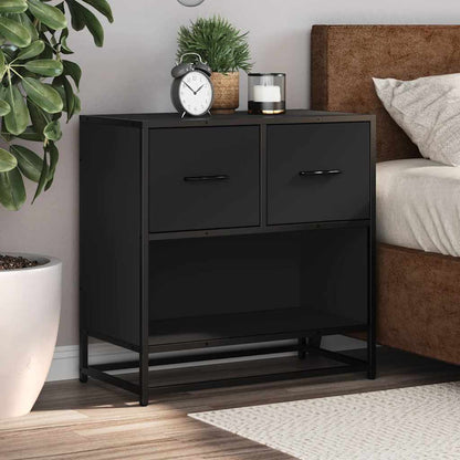 Sleek Black Bedside Cabinet 60x31x60 cm - Engineered Wood & Metal