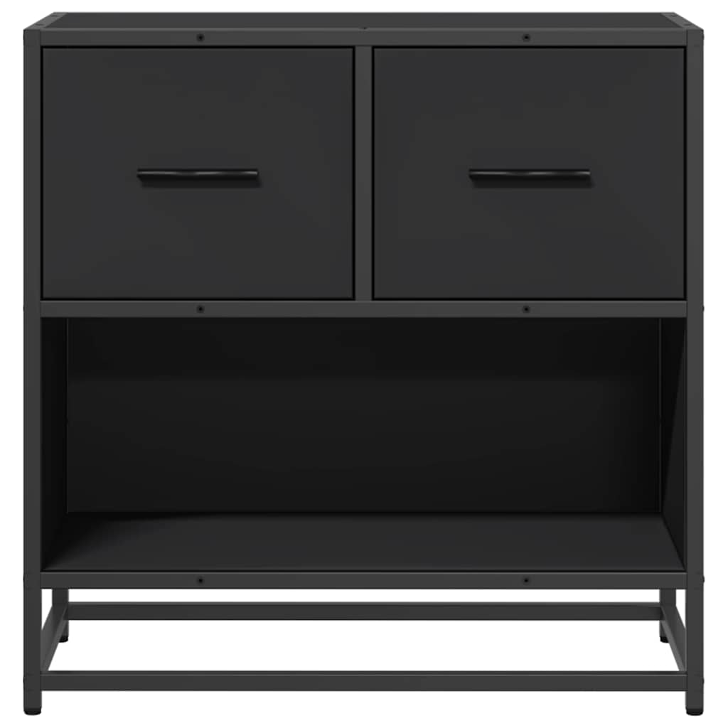 Sleek Black Bedside Cabinet 60x31x60 cm - Engineered Wood & Metal