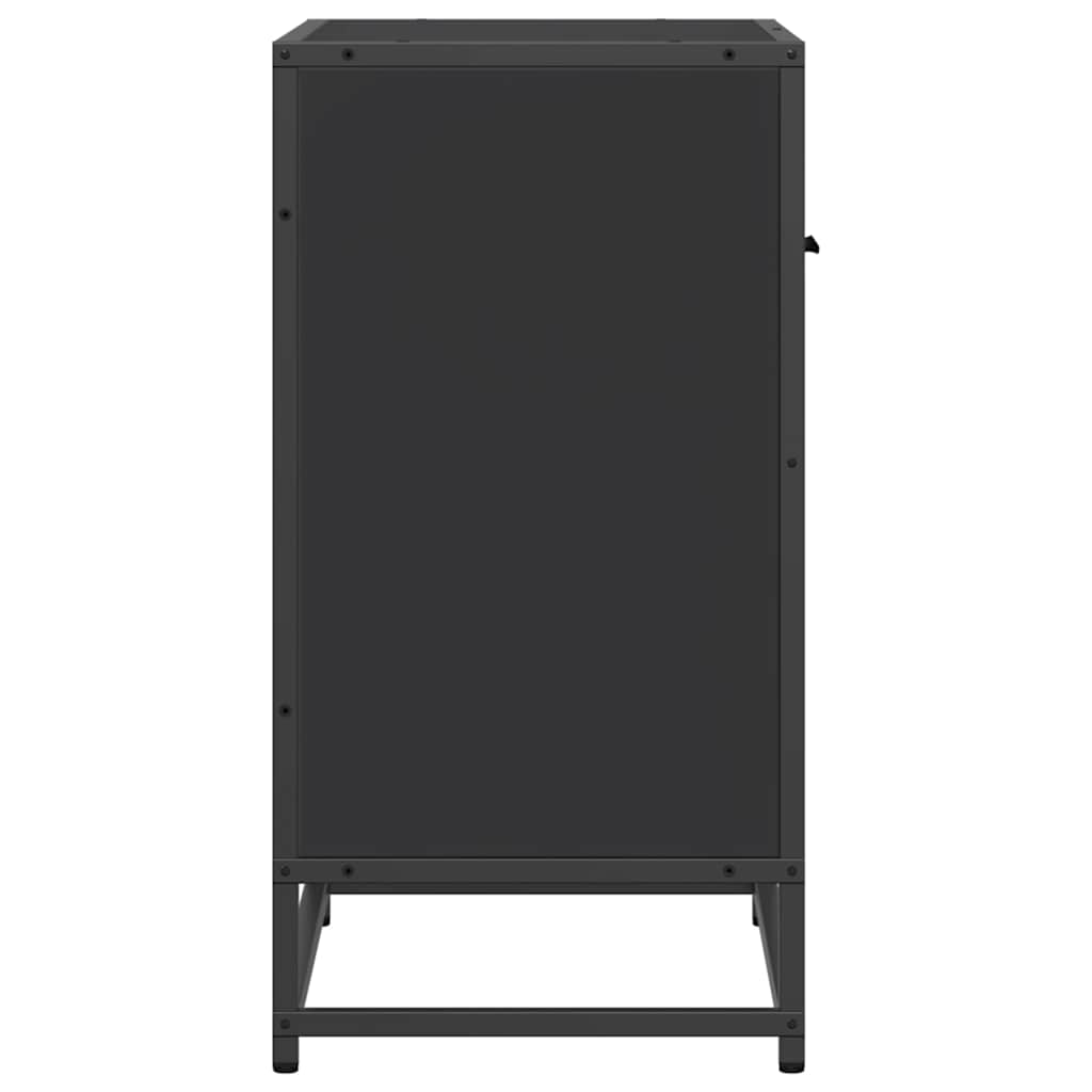 Sleek Black Bedside Cabinet 60x31x60 cm - Engineered Wood & Metal