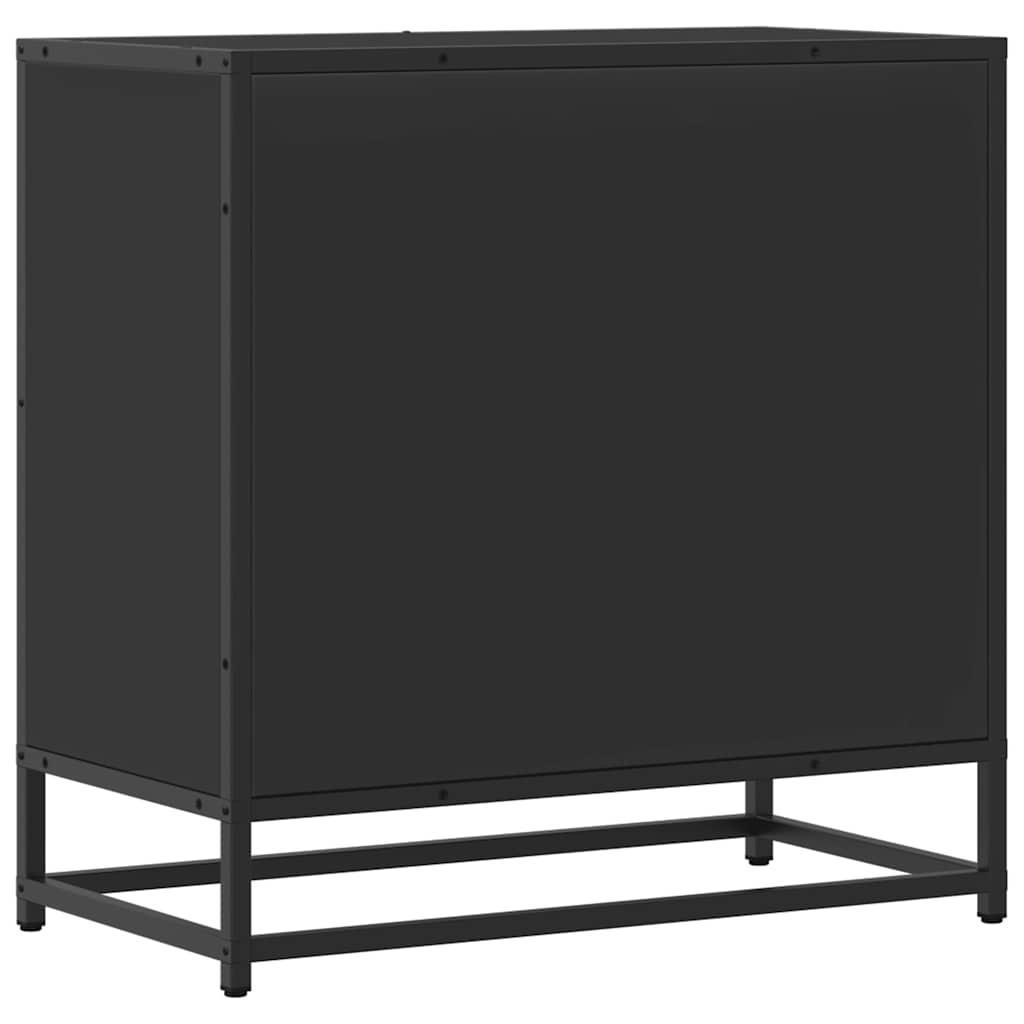 Sleek Black Bedside Cabinet 60x31x60 cm - Engineered Wood & Metal